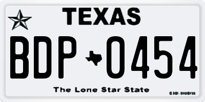 TX license plate BDP0454