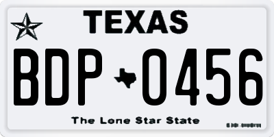 TX license plate BDP0456