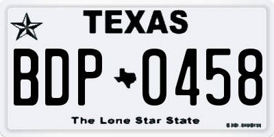 TX license plate BDP0458