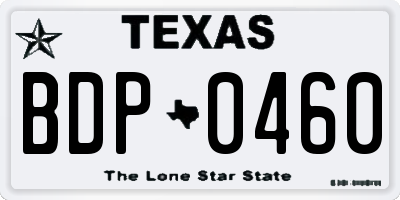 TX license plate BDP0460