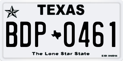 TX license plate BDP0461
