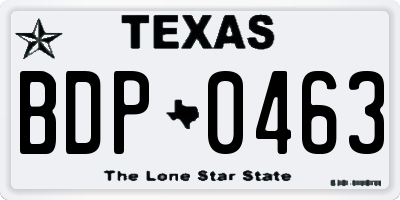 TX license plate BDP0463