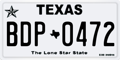 TX license plate BDP0472