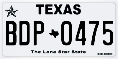 TX license plate BDP0475