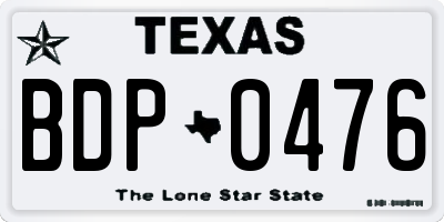 TX license plate BDP0476