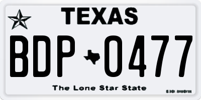 TX license plate BDP0477