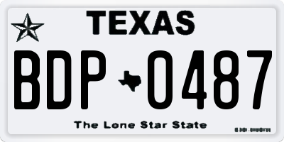 TX license plate BDP0487