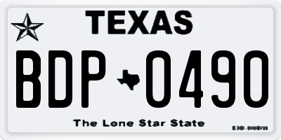 TX license plate BDP0490