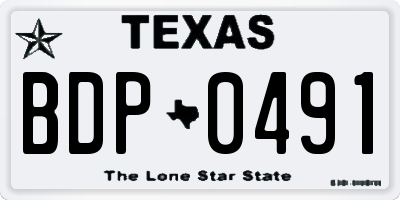 TX license plate BDP0491