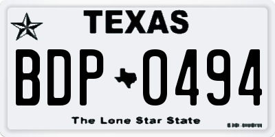 TX license plate BDP0494