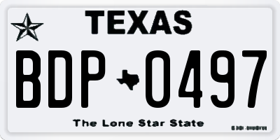 TX license plate BDP0497