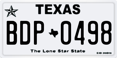 TX license plate BDP0498