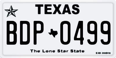 TX license plate BDP0499