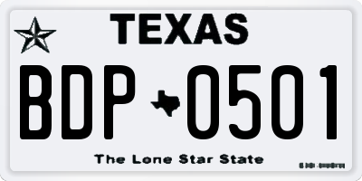 TX license plate BDP0501