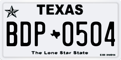 TX license plate BDP0504