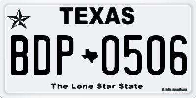 TX license plate BDP0506