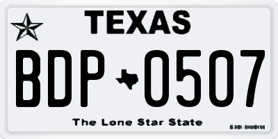 TX license plate BDP0507