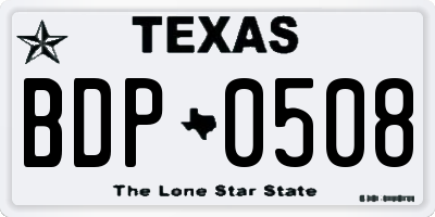 TX license plate BDP0508