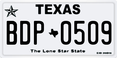 TX license plate BDP0509