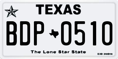 TX license plate BDP0510