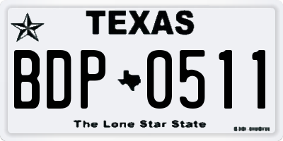 TX license plate BDP0511