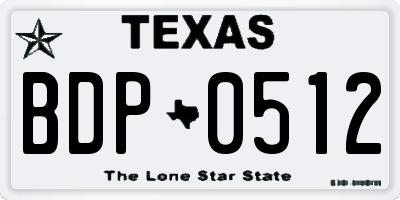 TX license plate BDP0512