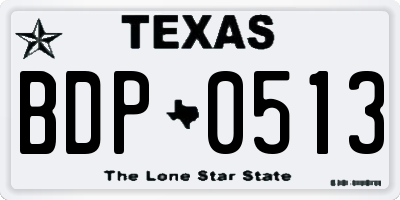 TX license plate BDP0513