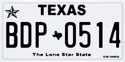 TX license plate BDP0514