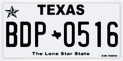 TX license plate BDP0516