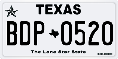 TX license plate BDP0520
