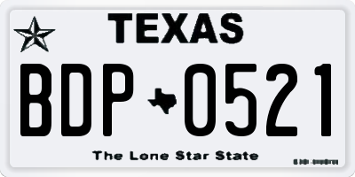 TX license plate BDP0521