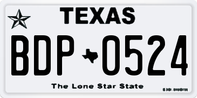 TX license plate BDP0524