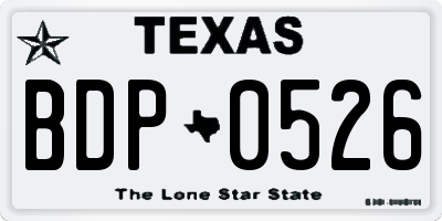 TX license plate BDP0526