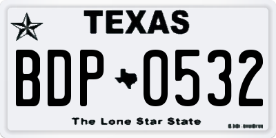 TX license plate BDP0532