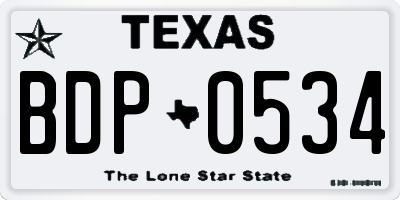 TX license plate BDP0534