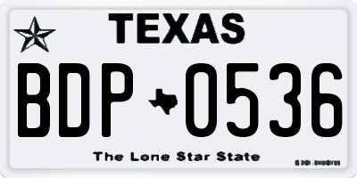 TX license plate BDP0536