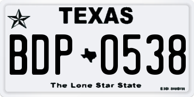 TX license plate BDP0538