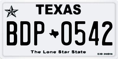 TX license plate BDP0542