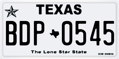 TX license plate BDP0545