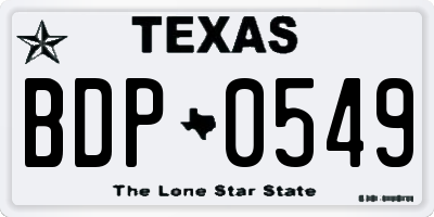 TX license plate BDP0549