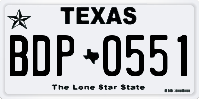 TX license plate BDP0551
