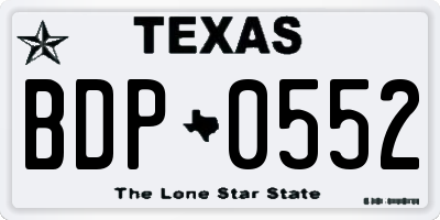 TX license plate BDP0552