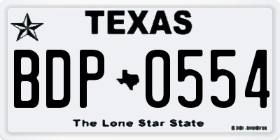 TX license plate BDP0554