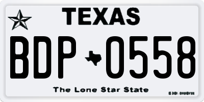 TX license plate BDP0558