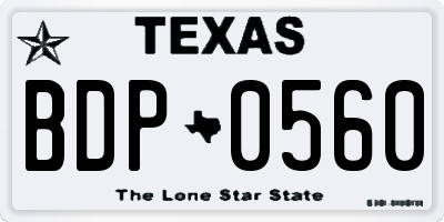 TX license plate BDP0560