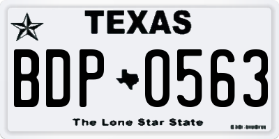 TX license plate BDP0563