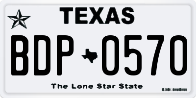TX license plate BDP0570