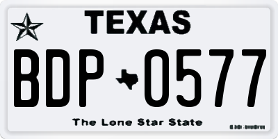 TX license plate BDP0577