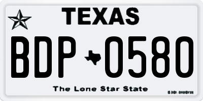 TX license plate BDP0580