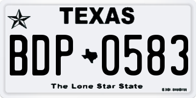 TX license plate BDP0583